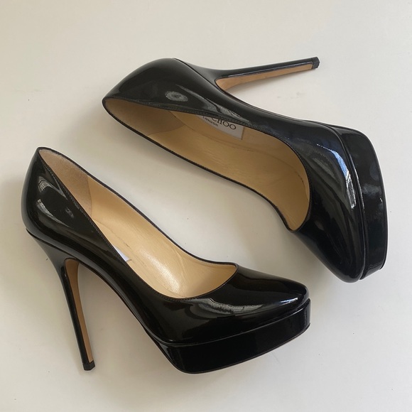 Jimmy Choo Black Patent Platform Pumps - Picture 2 of 16